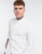 Abercrombie & Fitch Icon Logo Skinny Fit Poplin Shirt In White