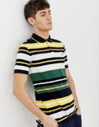 Fred Perry Bold Striped Pique Polo In Green - Green