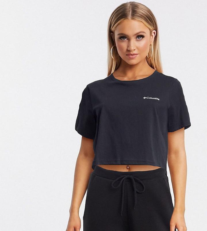 Columbia North Cascades Back Print Cropped T-shirt In Black Exclusive To Asos