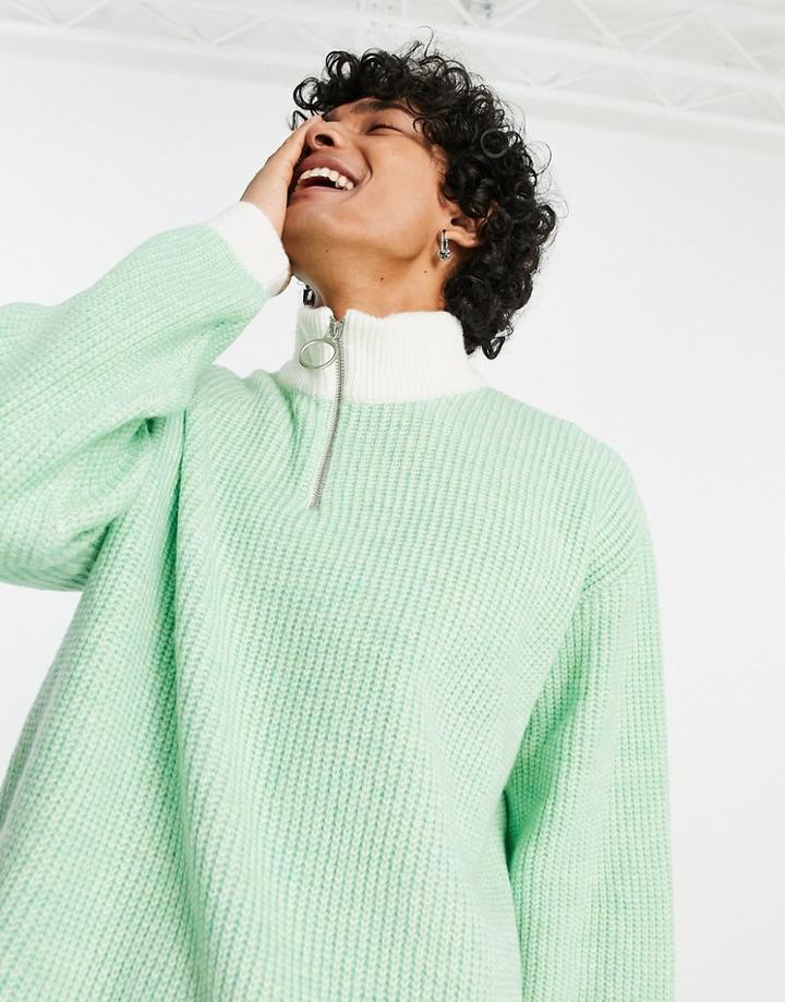 Asos Design Plated Rib Sweater In Sage Green - Part Of A Set