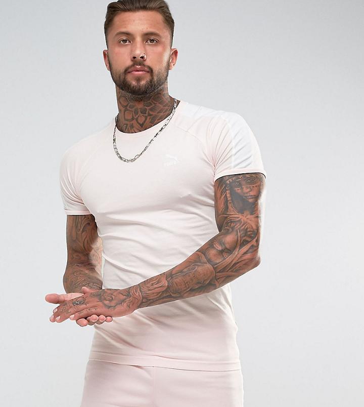 Puma T7 Logo Muscle Fit T-shirt In Pink Exclusive To Asos 57700214 - Pink