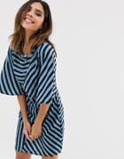 Ax Paris Mix Stripe Dress With Full Sleeves-multi