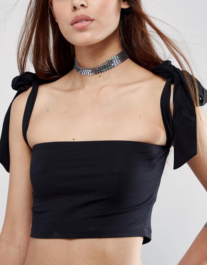 Asos Rainbow Chainmail Choker Necklace - Multi