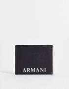 Armani Exchange Text Logo Trifold Wallet In Black