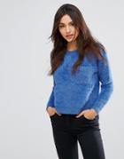 Qed London Curved Hem Sweater - Blue