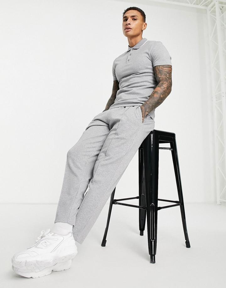 Asos Design Slim Smart Sweatpants In Gray Texture - Part Of A Set