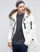 Brave Soul Arctic Faux Fur Hooded Parka Jacket - White
