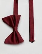 Moss London Bow Tie In Burgundy Sateen - Red