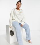 Asos Design Curve Cowl Neck Long Sleeve Blouse With Collar In Cream-white