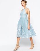 Asos Embroidered Floral Super Full Mesh Dress - Nude