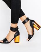 Asos Hold On Premium Leather Heeled Sandals - Black