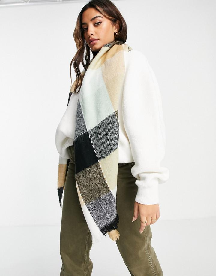 Boardmans Check Scarf In Camel-neutral