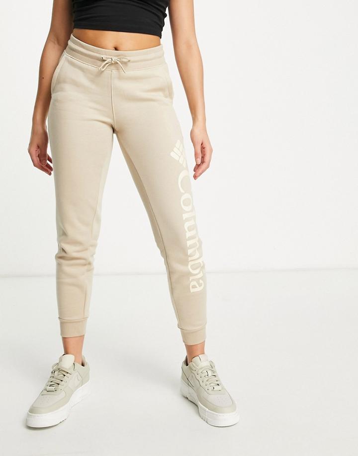 Columbia Logo Fleece Sweatpants In Cream-neutral