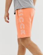 Nicce Shorts With Large Logo In Orange - Orange