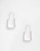 Asos Mini Squared Hoop Earrings - Silver