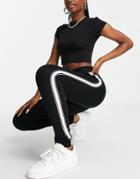 Topshop Slim Fit Sweatpants With Side Stripe In Black