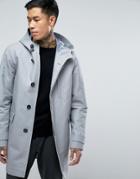 Asos Shower Resistant Trench Coat With Hood In Gray - Gray