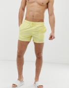Asos Design Swim Shorts In Pale Yellow Short Length - Yellow