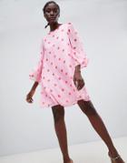 Essentiel Antwerp Ramasse Silk Spot Midi Dress - Pink