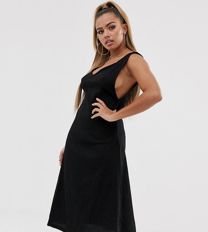 Asos Design Petite Exclusive Midi Textured Column Dress-black