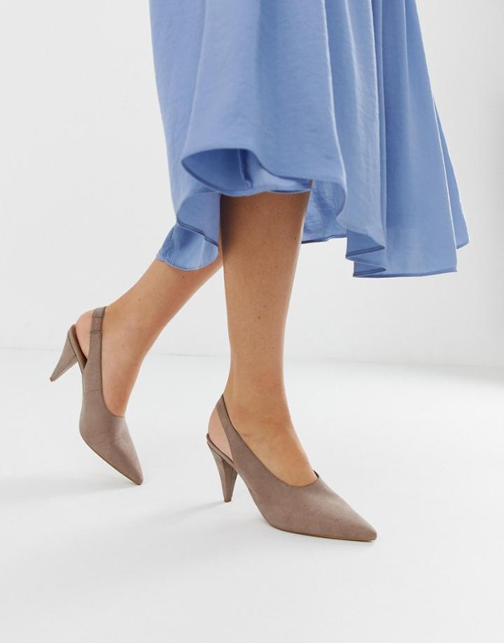 Asos Design Stormie Slingback Mid Heels - Gray
