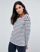 Blend She Gilli Striped Long Sleeved T-shirt - Navy