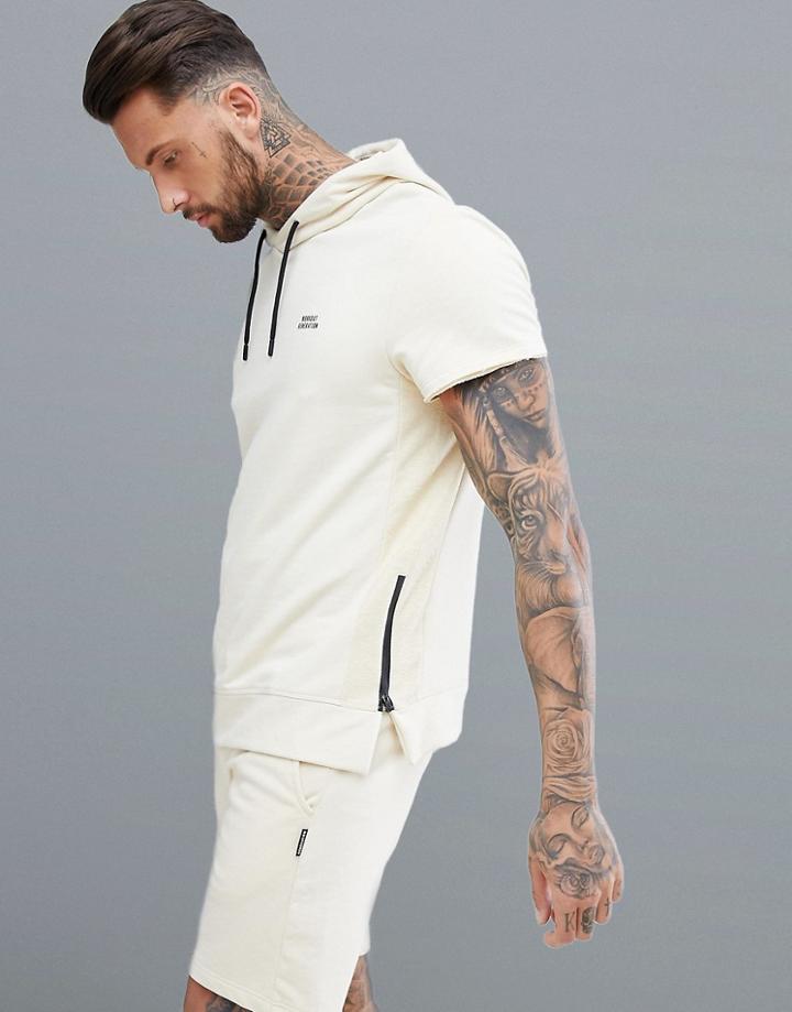 Bershka Sport Hoodie In Cream - White