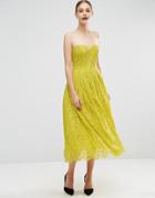 Asos Sweetheart Lace Bandeau Midi Dress - Green