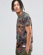 Hype T-shirt In Brushed Camo With Crest Logo - Green