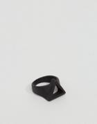 Asos Triangle Ring In Rubberised Black - Black