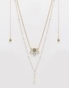 Asos Crystal Multirow Necklace - Crystal
