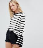 Brave Soul Tall Sea Stripe Sweater Wiith Contrast Flare Sleeves - Multi