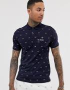 Nicce Polo With All Over Print In Navy