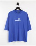 Asos Daysocial Oversized T-shirt In Cobalt With Back Logo Print-blues