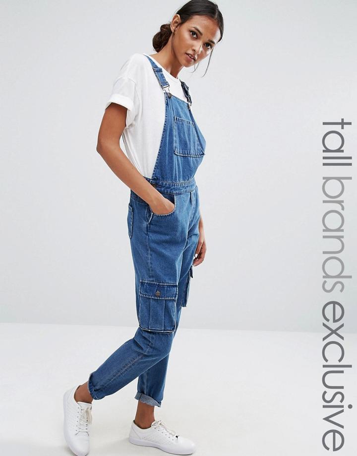 Daisy Street Tall Utility Pocket Detail Overall - Blue