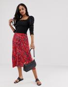 Y.a.s Button Down Paisley Print Midi Skirt - Purple