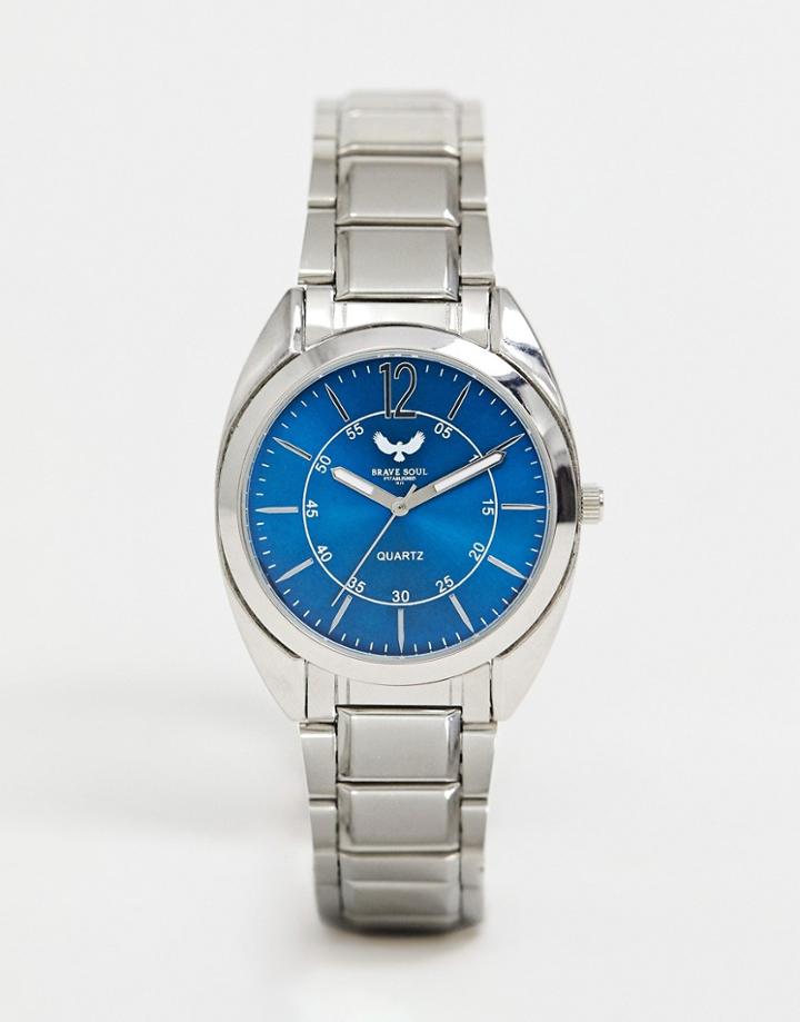 Brave Soul Mens Bracelet Watch With Blue Dial - Silver