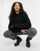 Urban Bliss Balloon Sleeve Cable Knit Sweater In Black
