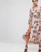 The Jetset Diaries Fluid Wrap Midi Dress - Pink