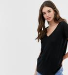 Asos Design Tall V-neck T-shirt With Short Sleeves In Black - Black