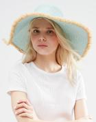 Asos Mint Raw Edge Floppy Straw Hat - Green