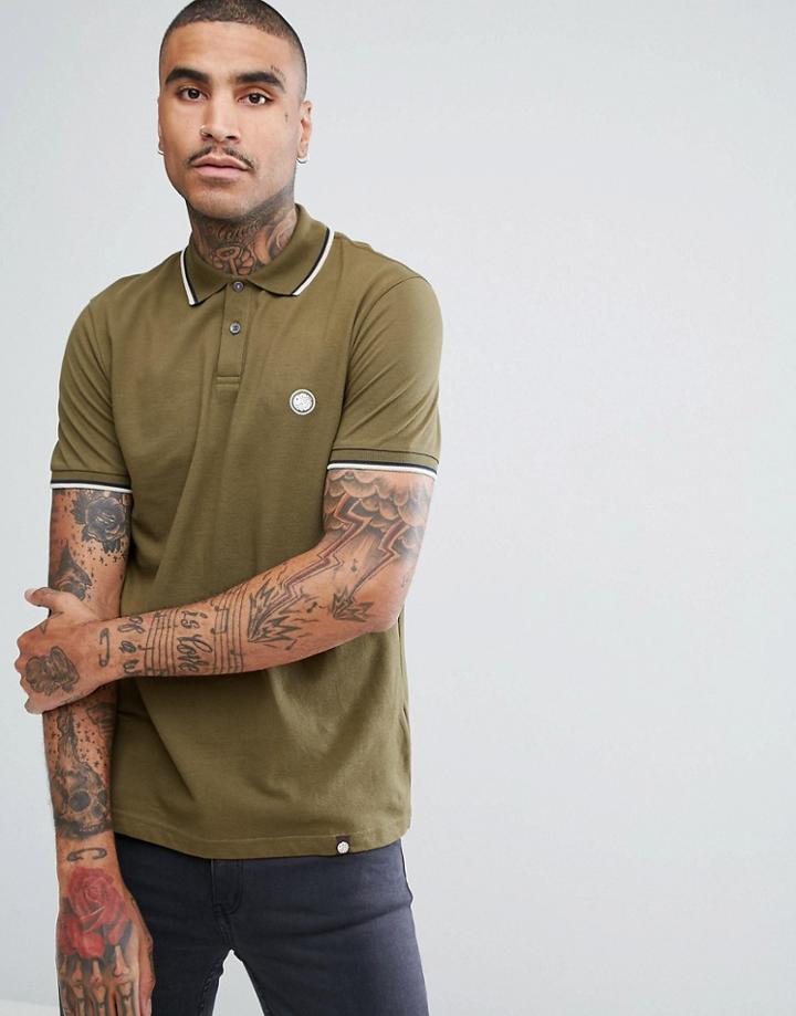 Pretty Green Barton Short Sleeve Tipped Polo Shirt In Green - Green