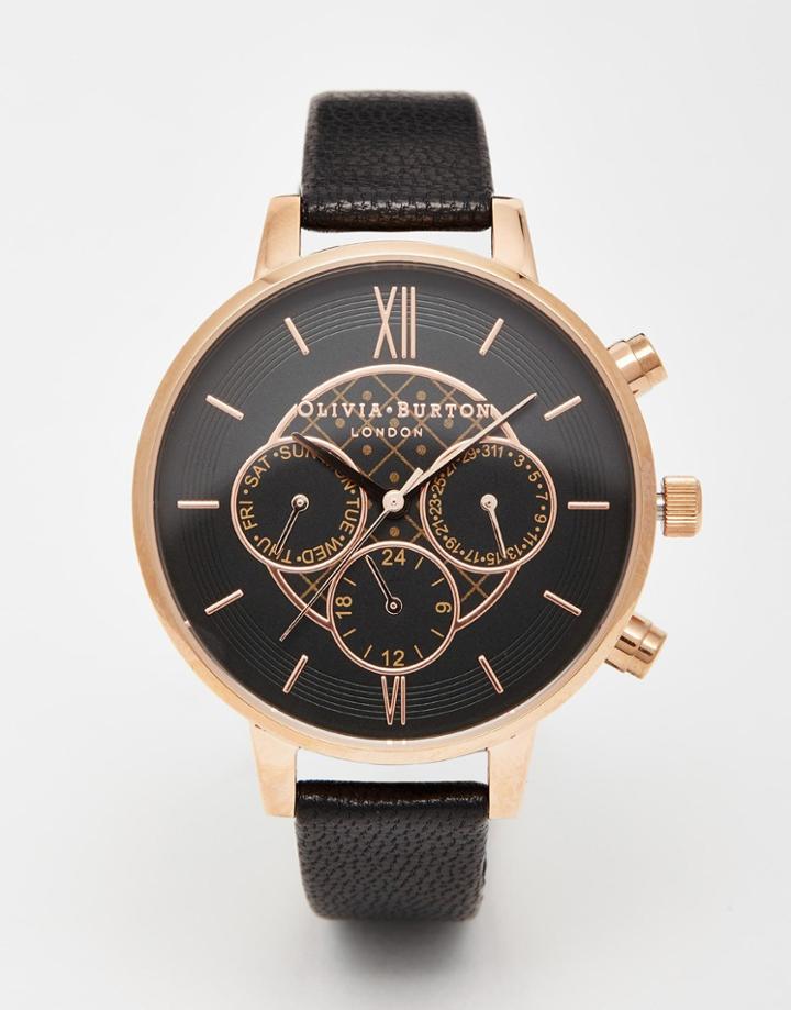 Olivia Burton Big Chrono Watch - Black And Gold