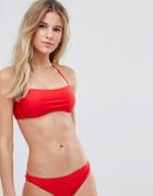 Le Palm Mix And Match Minimal Solid Bikini Top - Red