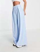 Selected Femme Tailored Wide Leg Pants With Pleat Front In Blue