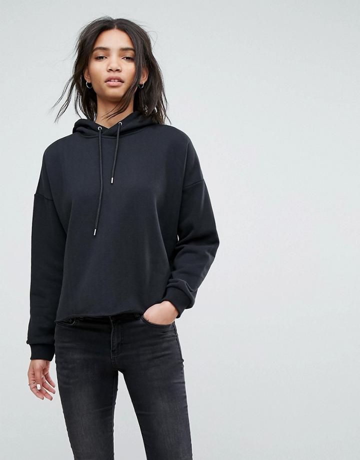 Dr Denim Hoodie With Split Back - Black