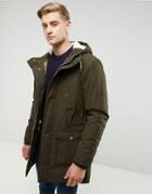 Esprit Fish Tail Parka With Teddy Lined Hood - Green
