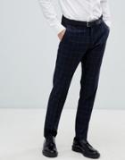 Selected Homme Navy Suit Pants With Grid Check In Slim Fit - Gray