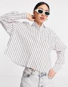 Mango Cropped Shirt In White Stripe