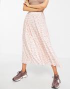 Asos Design Pleated Midi Skirt In Soft Animal Print-multi